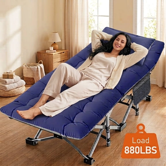 Slsy Folding Camping Cots with 3.3 Inch 2 Sided Mattress,75"* 28" Folding Bed Cot with Carry Bag,Folding Sleeping Cot Guest Bed