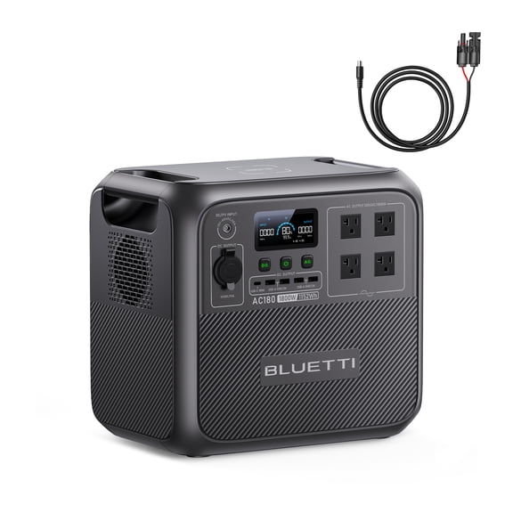 Bluetti AC180 Solar Generator, 1440W | 1152Wh LiFePO4 Power Station, Portable for Off-Grid, Home, Camping, RV