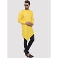thumbnail image 5 of eloria Men's Traditional Yellow Cold-Shoulder Sleeves Asymmetric Kurta, 5 of 7