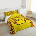 thumbnail image 3 of Manfei Boys Personalized Gifts Full Size Comforter Sets,Yellow Letter C Bedding Comforter Set,Baseball Sport Game Bedding Sets For Boys Kids,Lightweight Room Decoration Reversible,3 Pieces, 3 of 8