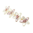 thumbnail image 4 of Unique Bargains 1 Pc Rhinestones Flower French Barrette Hair Clips Hairdo Clip for Home Gold Tone Pink, 4 of 5