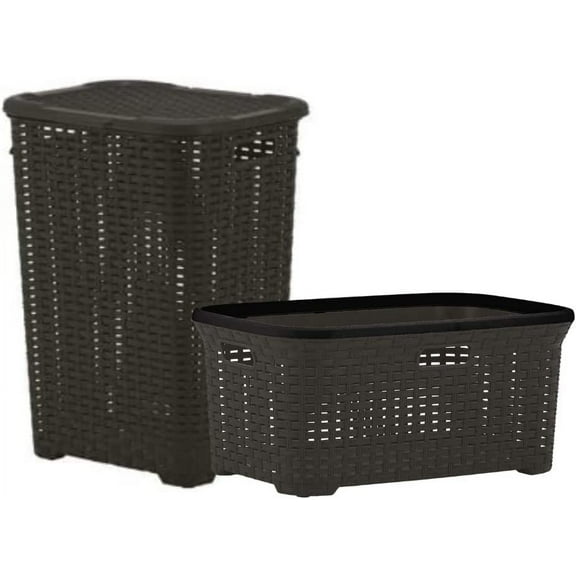 Superio Wicker Style Laundry Hamper and Laundry Basket (2 Pack, Brown)