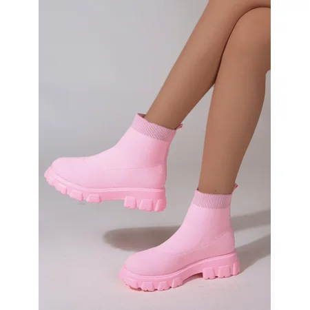 

New Fashionable Leisure SportsThick-soled Mesh Socks and Shoes for Women Plus Size Couples High-top Casual Boots