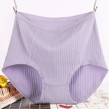 POTETI Plus Size Underwear for Women Tummy Control High Waist Plus Size Panties for Women Purple Briefs XXXXXXL