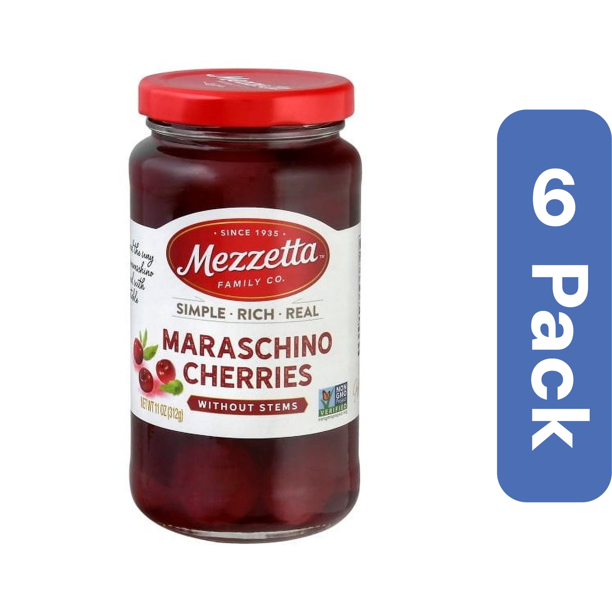305834 11 oz Maraschno Cherries without Stem, Pack of 6
