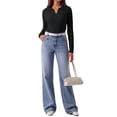 thumbnail image 5 of Sundazz Womens Cable Knit Sweaters Long Sleeve V Neck Pullover Fall Winter Sweater Tops Casual Polo Shirts, 5 of 9