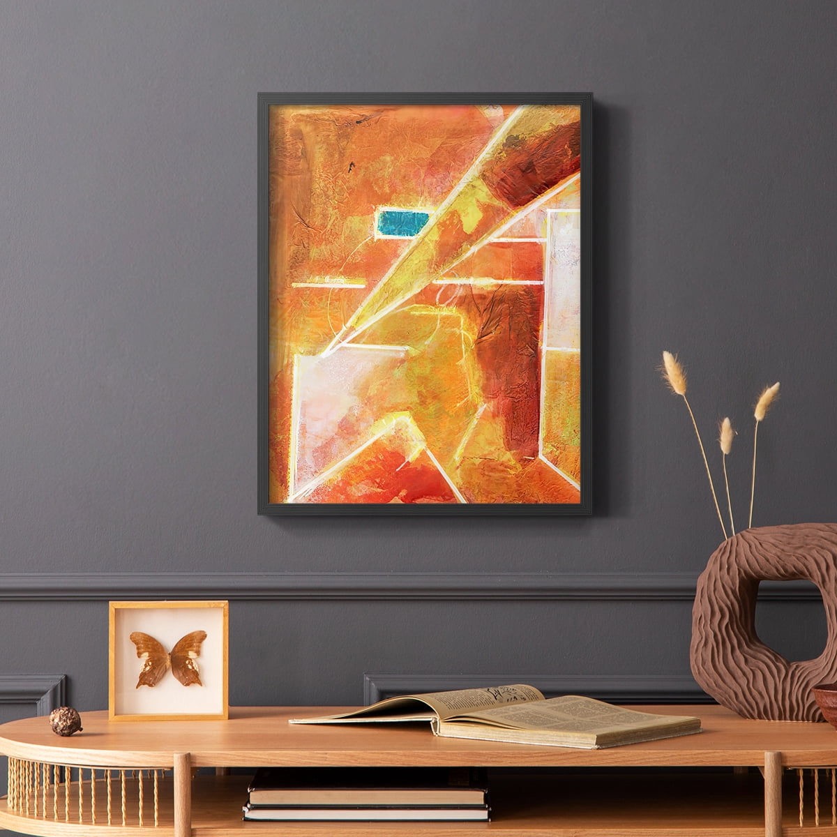 Primary Connection VI Framed Print in Black Solid Wood Framed Print No Nail Hanging