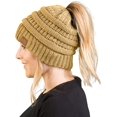 thumbnail image 1 of HSHDLDF Ponytail Messy Bun BeanieTail Women's Beanie Solid Ribbed Hat Cap, 1 of 4