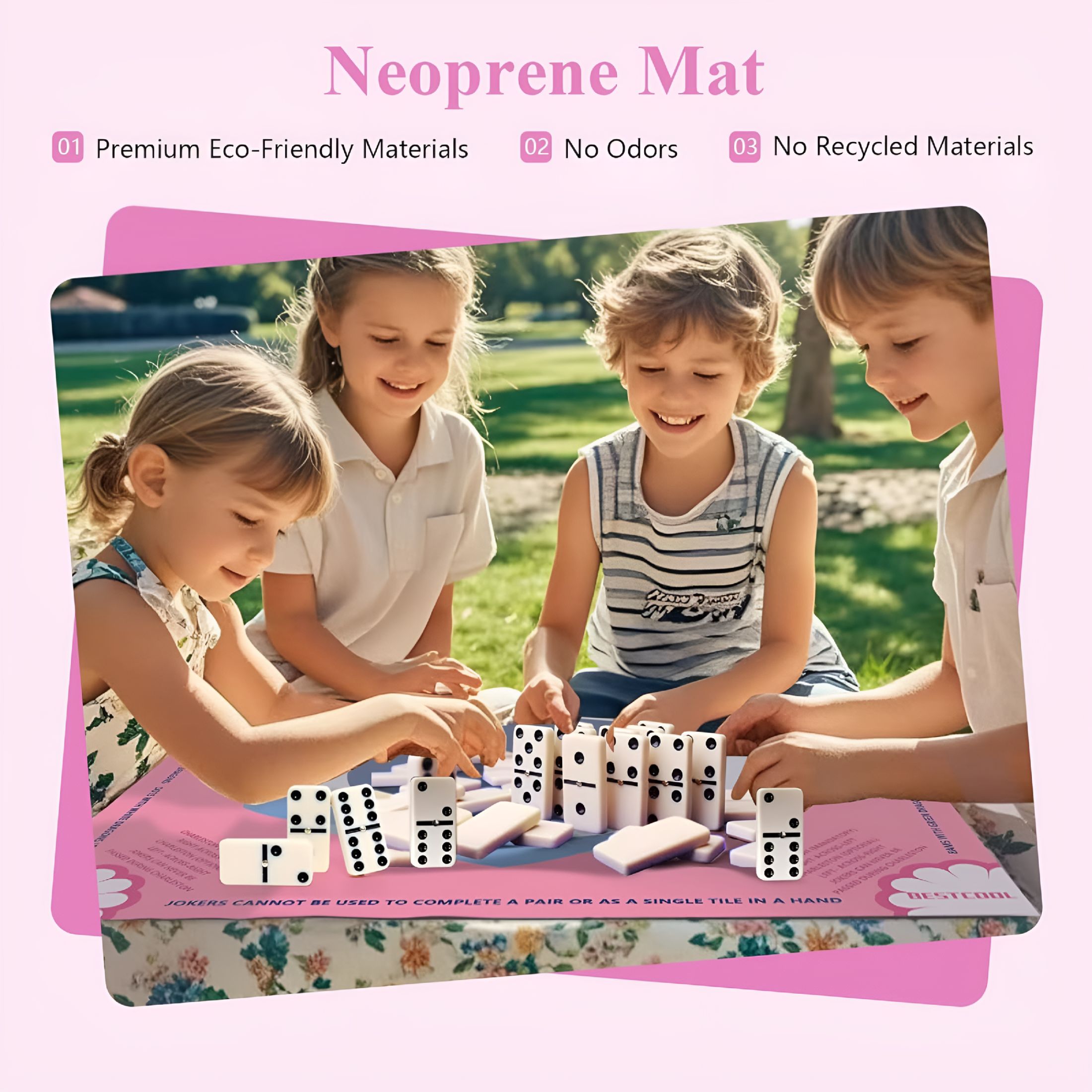 BESTSKY Mahjong Mat with Rules for Table,Odorless,Free of PAHs,No Creases American Mahjong Mat with Instructions,Anti-Slip,Noise Reduction Mahjong Gift