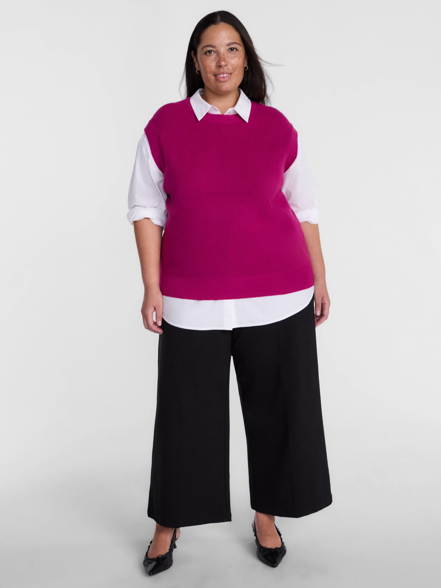 Terra & Sky Women's Plus Ribbed Sleeveless Crewneck Top, Sizes 0X-5X