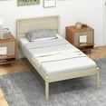 thumbnail image 2 of Costway Lit Plateforme en Bois Format Simple avec Tête de Lit Base de Matelas Naturel, 2 of 9