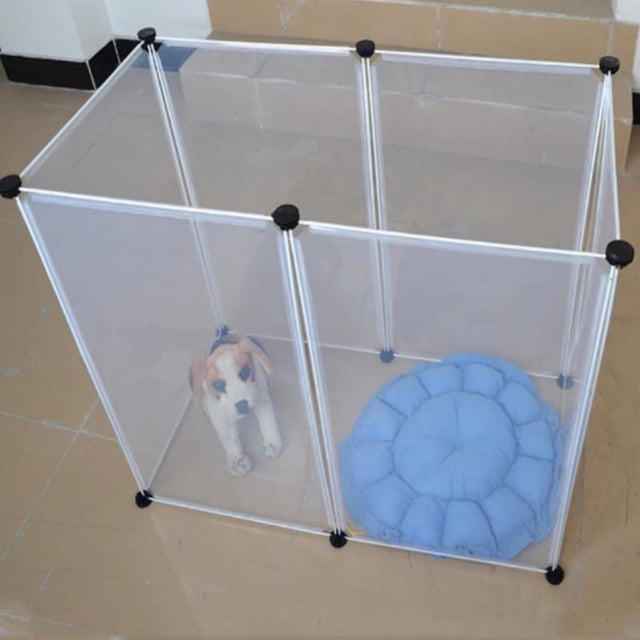 OULII 8Pieces Puppy Crate Plastic Cage for Dogs Cats Rabbits White