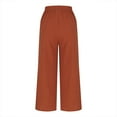 thumbnail image 5 of PuLe Capris Trousers for Women Women Linen Pants Palazzo Wide-Leg Drawstring Casual Loose Crop Elastic Waist Cotton Beach Pants Culottes Trousers, 5 of 6