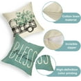 thumbnail image 5 of Spring Summer Eucalyptus Leaves Daisy Decorative Throw Pillow Covers 18 x 18 Set of 4, Buffalo Plaid Truck Farmhouse Sage Green Cushion Case Decor, Bless Home Seasonal Decoration for Sofa Couch, 5 of 5