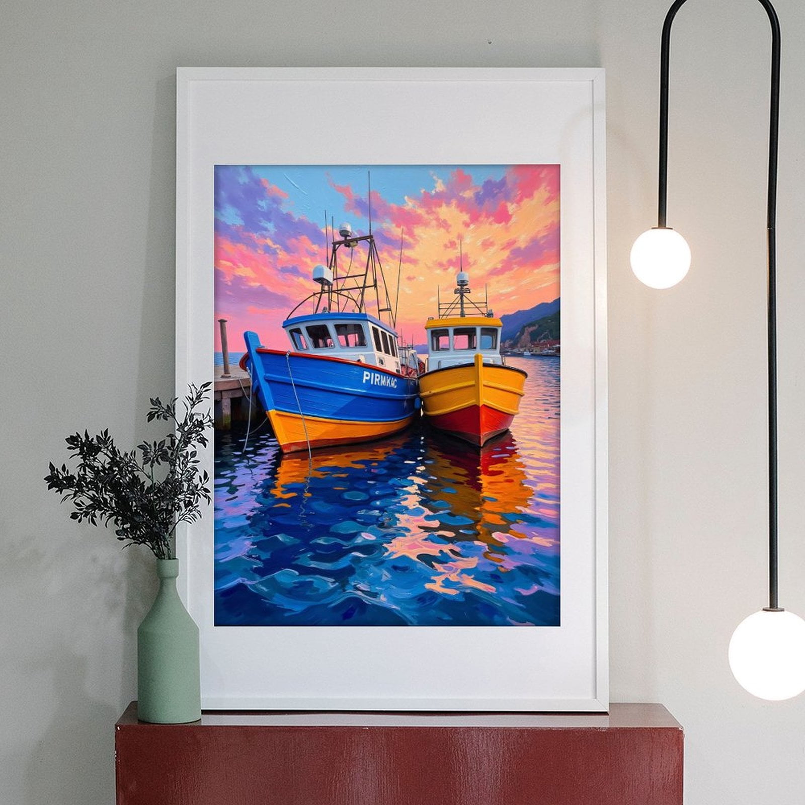 Diamond Art Kit for Adults, Boats Sunset Color Reflection Water Diamond Painting for Adults Beginners, DIY Diamond Art Painting Kits, 5D Diamond Painting Crafts for Home Decor 12x16 Frameless