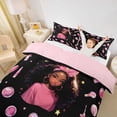thumbnail image 3 of Castle Fairy Glam Black Girl Twin Duvet Cover,Stars Print Twin Bedding,Pink Black,Pink Reversible,1 Duvet Cover and 1 Pillowcase, 3 of 6