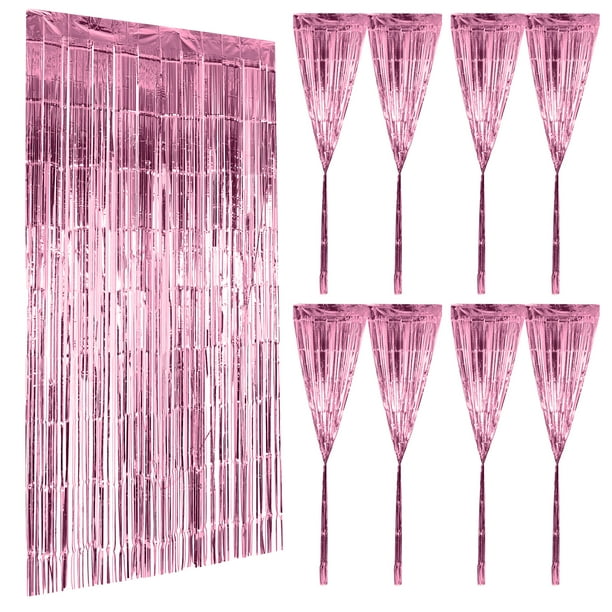 KAKOWELY 5 cortinas con flecos de aluminio para fondo de fotos de fiesta, serpentinas metálicas