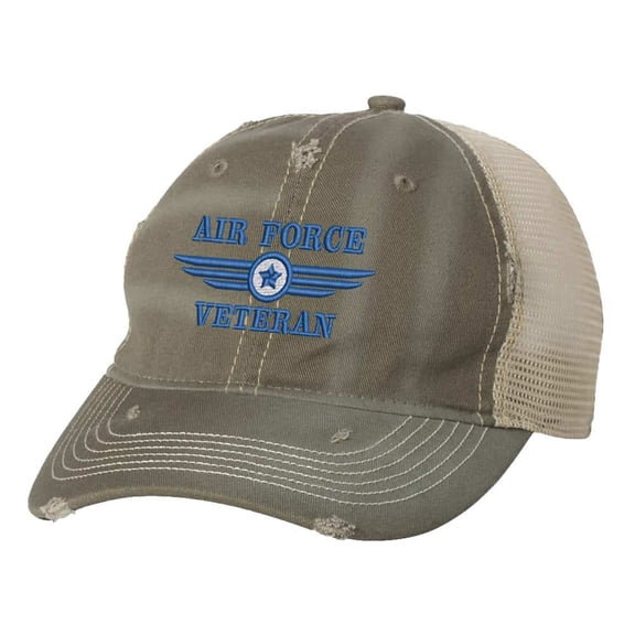 Air Force Retired Caps - USAF Military Trucker Hat Embroidered Logo - Veteran Ball Caps (Olive)