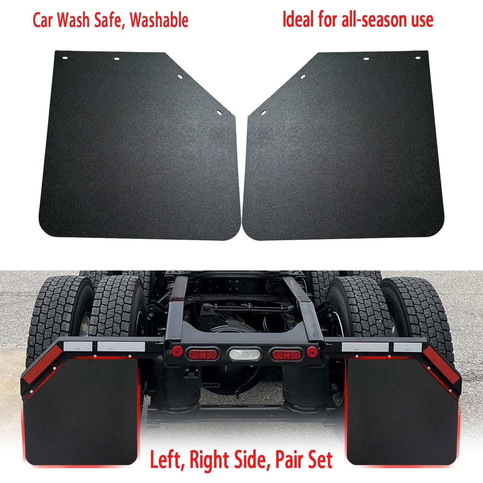 BST BSSP 2pcs New Universal Mud Flap Heavy Duty Polymer Angled Fit for Semi-Truck Splash Guard Mudflap 24 * 24" Black Semi Truck Tractors Trailer Mudguards
