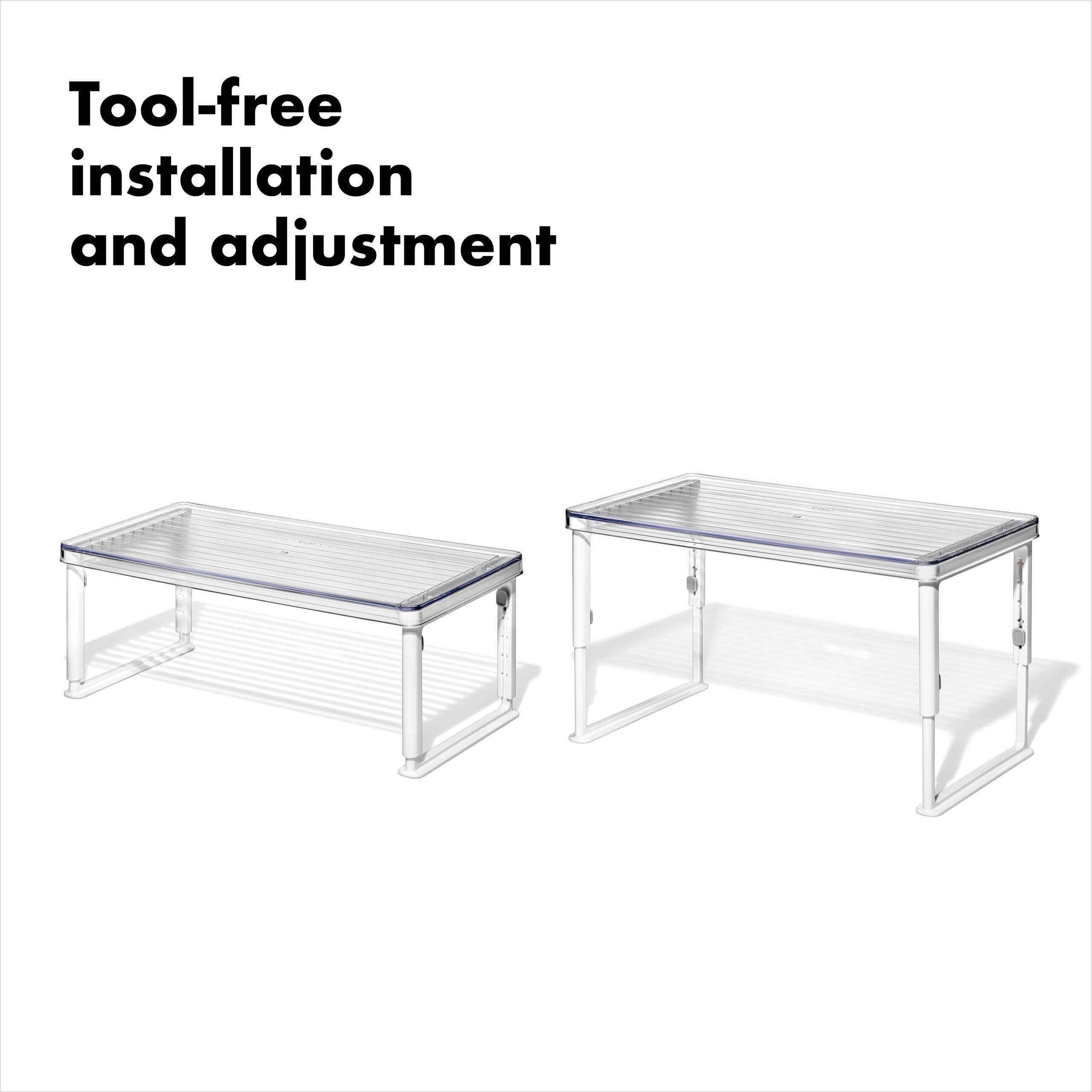 OXO Refrigerator Organizer Adjustable Shelf Riser, Clear