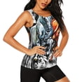 thumbnail image 2 of Xecao Four Running Horses print women's scoop neck, loose-fit workout tank tops for the gym., 2 of 9
