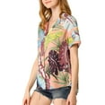 thumbnail image 5 of INSPIRE CHIC Valentine's Day Women's Shirts Hawaiian Short Sleeve Tropical Floral Button Down Tops XS Pink, 5 of 9