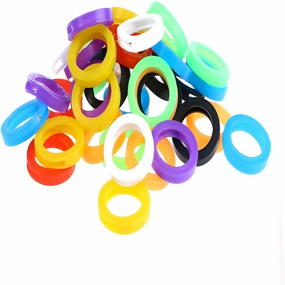 LAMIRO 24pcs Silicone Keyboard Colored Tabs Key Tags Plastic House Key Custom Keycaps Car Key Ring Key Chain Plastic Tags House Car Key Cover Tags