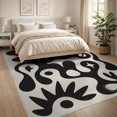 thumbnail image 3 of ODIKA 8'x10' Washable Area Rug Non-Slip Chair-Friendly Mat Black White Abstract Artistic Design Contemporary Fluid Shapes with Star Motifs for Dining Room, Large Office, Lounge, 3 of 7