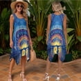 thumbnail image 3 of Psesaysky Couple Matching Hawaiian Outfit Vacation His and Her Set Mens Short Sleeve Shark Shirts or Womens Summer Sleeveless A Line Flowy Beach Sundress with Art Paint, 3 of 7