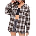thumbnail image 2 of Big Saving Little Time,AXXD Casual Loose Plaid Long Sleeve Button Cardigan Sweaters for Woman Plus Size Clearance Brown Size 8, 2 of 6