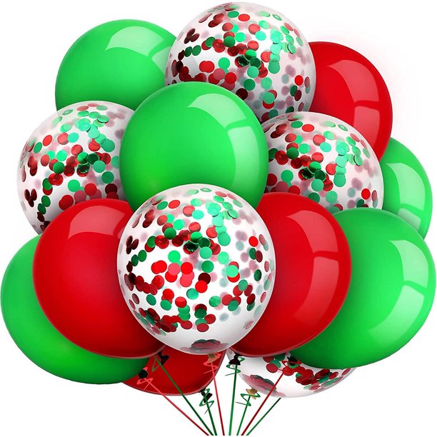 2024,80 piezas, globos de látex, globos de confeti, globos de fiesta de colores para Navidad, día de San Valentín, día de San Patricio, 12 pulgadas