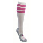 Sugar Free Sox Women's Cushioned Running  Compression Socks with Pink Tube Sock Striping