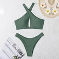 thumbnail image 4 of JSGEK Womens High Cut Bikini Set Solid Color Design Quick Dry Fabric Relaxed Silhouette for Summer Vacations Green S, 4 of 5