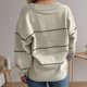thumbnail image 4 of Suéter de cuello en V para mujer, moda de invierno, tejido a rayas, suelto, de manga larga, cárdigan con cuello en V, suéter para mujer, 4 of 4