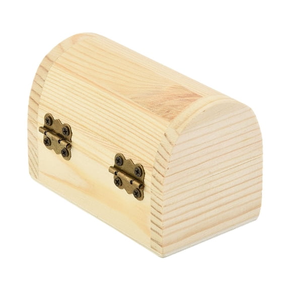 S Plain Wood Wooden Arched Hinged Storage Boxes Craft Box