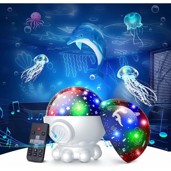 Fitfort Star Projector Night Light for Kids - Ocean Wave & Galaxy Lighting with Auto Rotation, Dinosaur Toy Gift for Boys Girls (Birthday, Christmas)