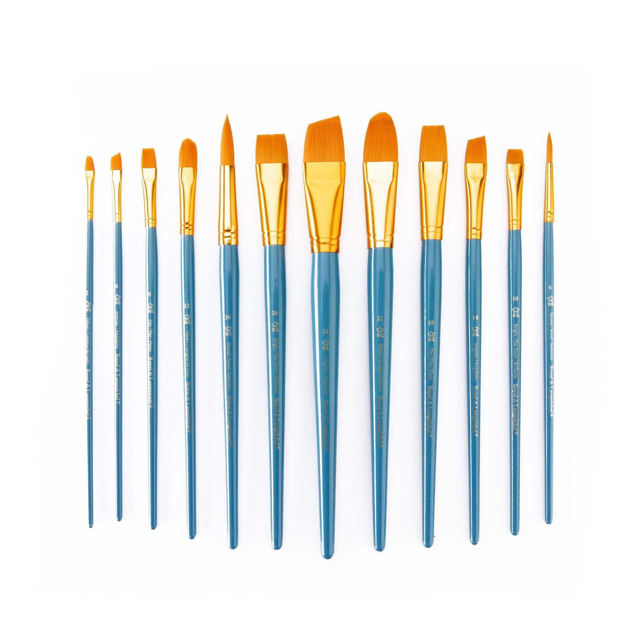 Royal & Langnickel 12pc Golden Taklon Long Handle Variety Brush Set