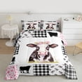 thumbnail image 2 of Castle Fairy Cartoon Cow Bedding Comforter Set 2pcs for Kids Children Teens,Geometric Plaid Grid Twin Comforter Sets Microfiber,Farmhouse Animal Breathable Bedding Set,Lightweight Room Decor, 2 of 8