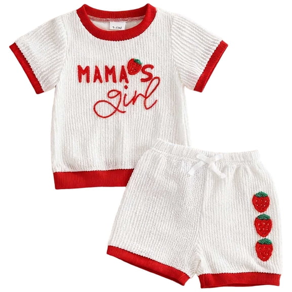 UAYOTSE Toddler Kid Girl Summer Outfit 2T 3T 4T Crew Neck Short Sleeve T Shirt Tops and Shorts 2 Pcs Clothes Set,Sizes 12-18 Months