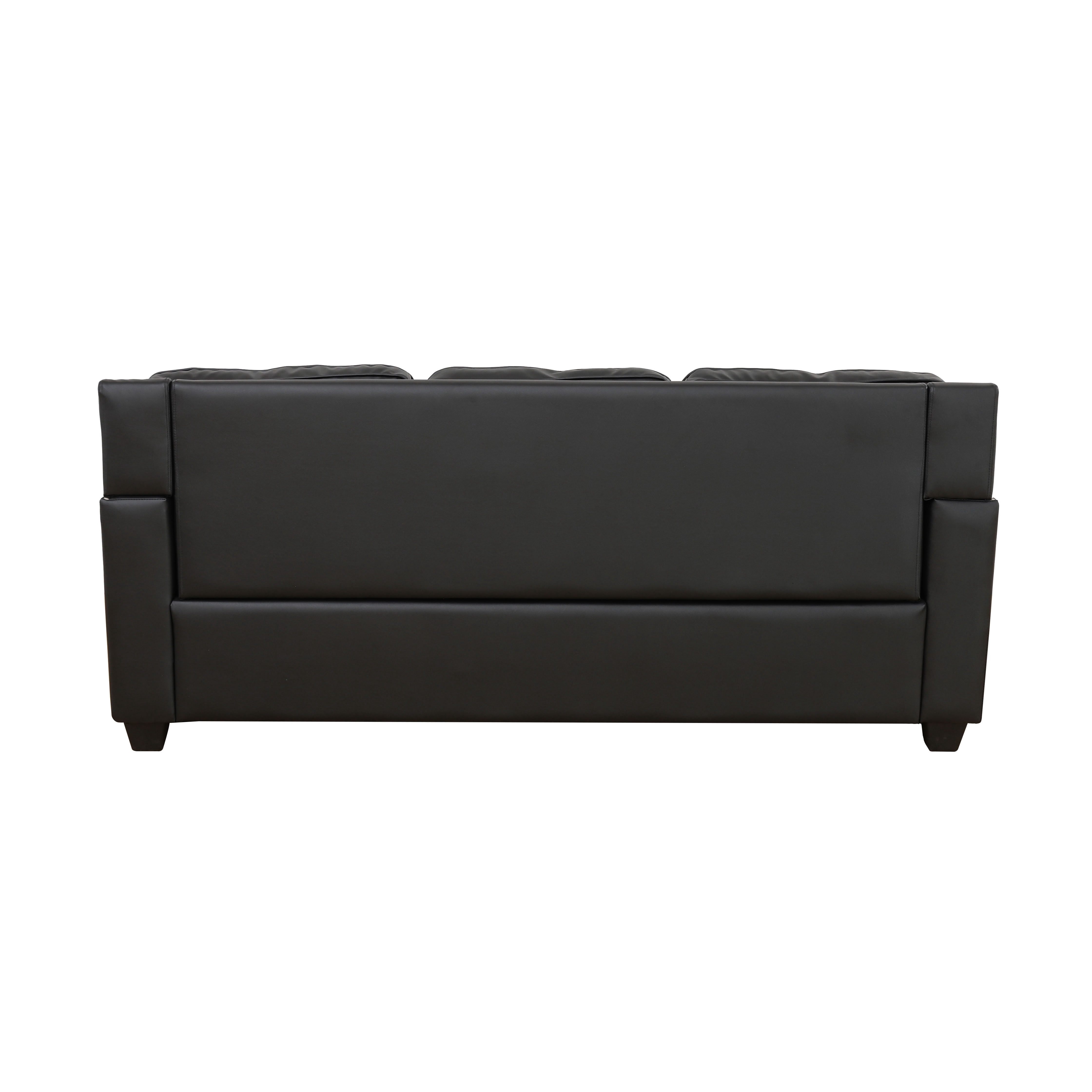MAYEERTY Breathable Faux Leather 3-Seater Sofa, Reclining Couch with Nailhead Trim & Anti-Insect Frame for Living Room, Dark Grey