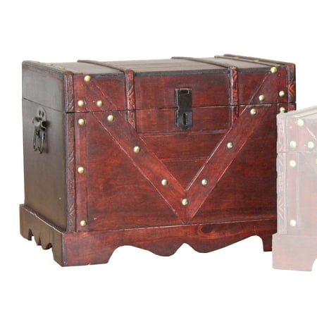 Treasure Box Tooth Large Wooden Treasure Box, Old Style Decorative Treasure Chest with Lockable Latch ()