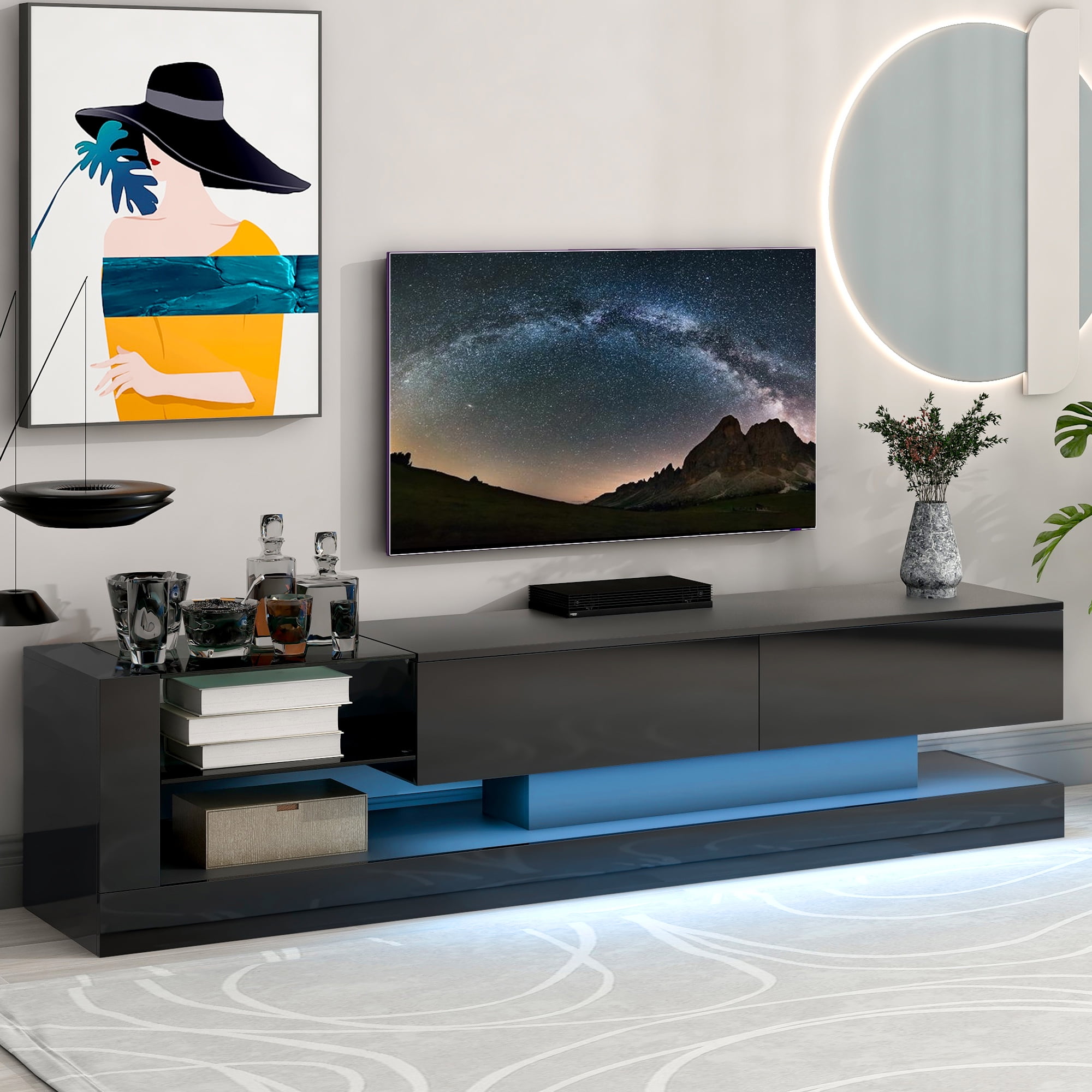 UWRNite TV Console with Two Media Storage Modern High Gloss