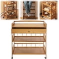 thumbnail image 2 of 27.5*11.8*32.3in 3 Tier Rolling Cart, Brown Storage Cart With 4Wheels, Storage Organizer Cart For Bedrooms, 2 of 8