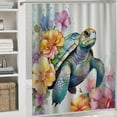 thumbnail image 6 of Orinice Turtle Shower Curtain Set Beach Bathroom Curtains Watercolor Turtle Baby Turtle Flower Nautical Marine Bathroom Accessories Shower Curtain, Durable Waterproof Shower Curtain 36x72, 6 of 7