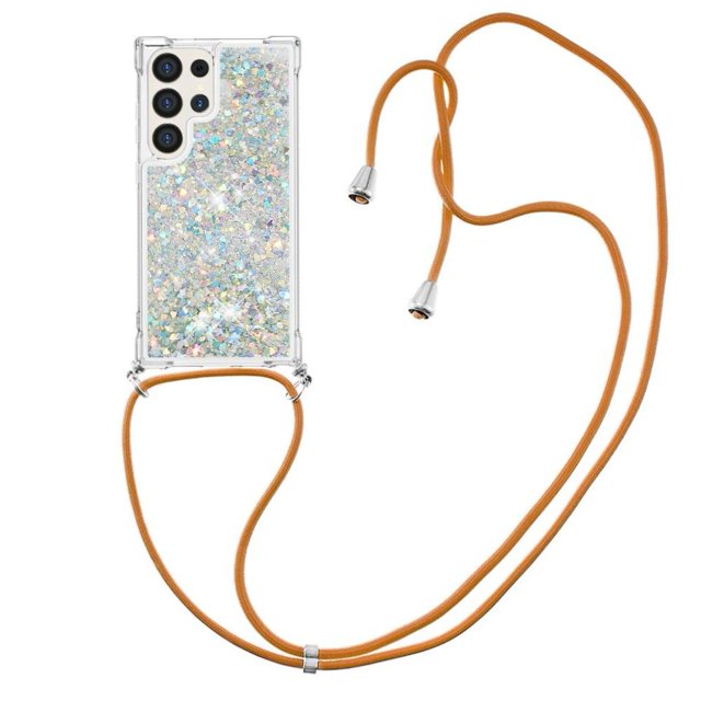 Funda FOXDOCK para Samsung Galaxy S24 Ultra con Cuerda Ajustable, Brillo Líquido, Protección Antigolpes y Lente – Ideal para Regalo