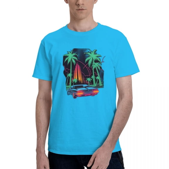 ALLNOB Men's Short Sleeve Standard T-Shirt 150g - Car Design Spider Baby Blue