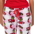 thumbnail image 4 of Dr. Seuss The Grinch Pajamas Women's Pink Buffalo Santa Plush Lounge Sleep Pants, 4 of 6