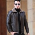 thumbnail image 2 of Chaqueta de cuero genuina YXL-225 para hombre, todo en uno, informal, engrosada, con forro polar y piel de oveja, talla de invierno, 2 of 5