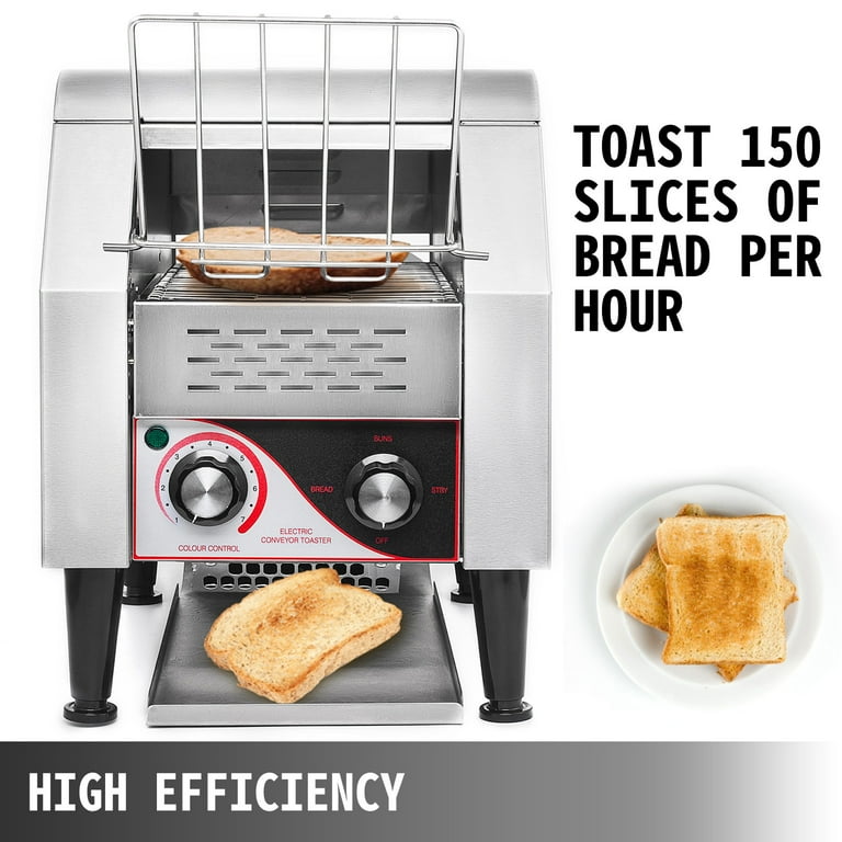 VEVORbrand Commercial Conveyor 1350W, Stainless Steel Conveyor Toaster  110Vfor Restaurant Breakfast
