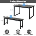 thumbnail image 4 of PAPROOS Dining Table Set for 4, 3-Piece Kitchen Table Set with 2 Benches, Dining Room Table Set with Metal Frame, Breakfast Nook Furniture Set for Home Cafeteria Bar Dining Room, Black, 4 of 8